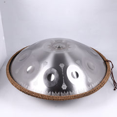 440HZ Steel Tongue Drum D Minor 10 Notes Handpan Drum Silver with Mandala Pattern 440HZ Steel Tongue Drum D Minor 10 Notes Handpan Drum Silver with Mandala Pattern
