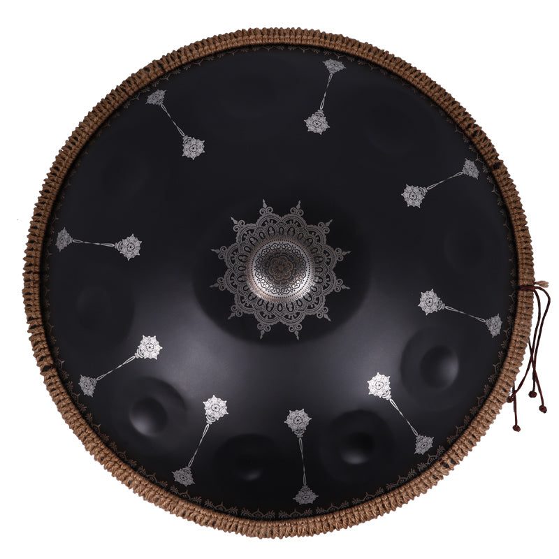 440HZ Steel Tongue Drum D Minor 10 Notes Handpan Drum Black with Mandala Pattern 440HZ Steel Tongue Drum D Minor 10 Notes Handpan Drum Black with Mandala Pattern