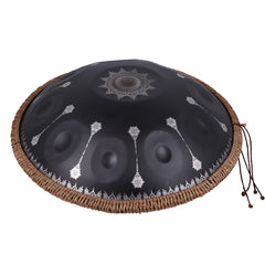 440HZ Steel Tongue Drum D Minor 10 Notes Handpan Drum Black with Mandala Pattern 440HZ Steel Tongue Drum D Minor 10 Notes Handpan Drum Black with Mandala Pattern