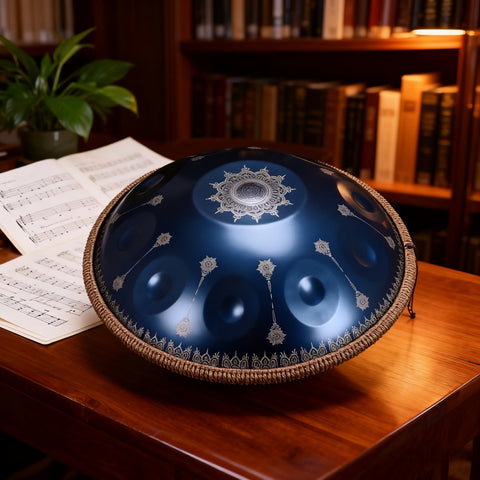 440HZ Steel Tongue Drum D Minor 10 Notes Handpan Drum with Mandala Pattern