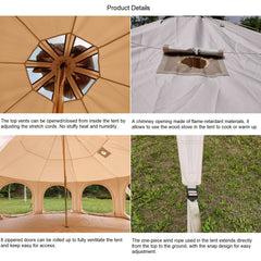 Outdoor Camping Yurt Circus Tent Glamping Oxford Cloth Octagonal Pavilion Outdoor Camping Yurt Circus Tent Glamping Oxford Cloth Octagonal Pavilion