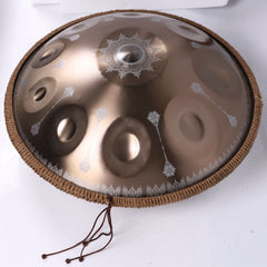440HZ Steel Tongue Drum D Minor 10 Notes Handpan Drum Golden with Mandala Pattern 440HZ Steel Tongue Drum D Minor 10 Notes Handpan Drum Golden with Mandala Pattern