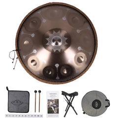 440HZ Steel Tongue Drum D Minor 10 Notes Handpan Drum Golden with Mandala Pattern 440HZ Steel Tongue Drum D Minor 10 Notes Handpan Drum Golden with Mandala Pattern