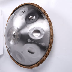 440HZ Steel Tongue Drum D Minor 10 Notes Handpan Drum Silver with Mandala Pattern