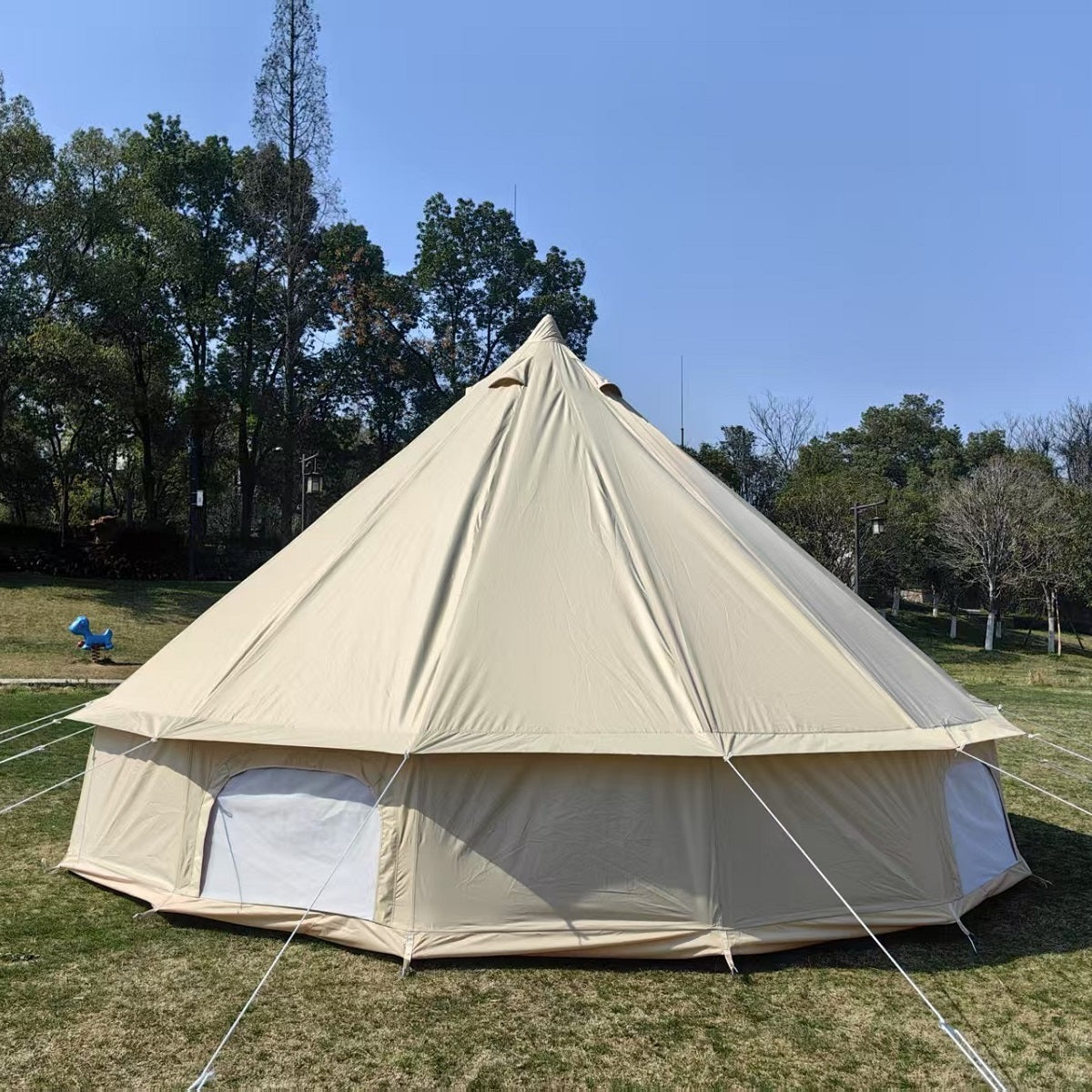tent englisch Outdoor Waterproof Anti-UV 300D Oxford Cloth Bell Tent Portable Family