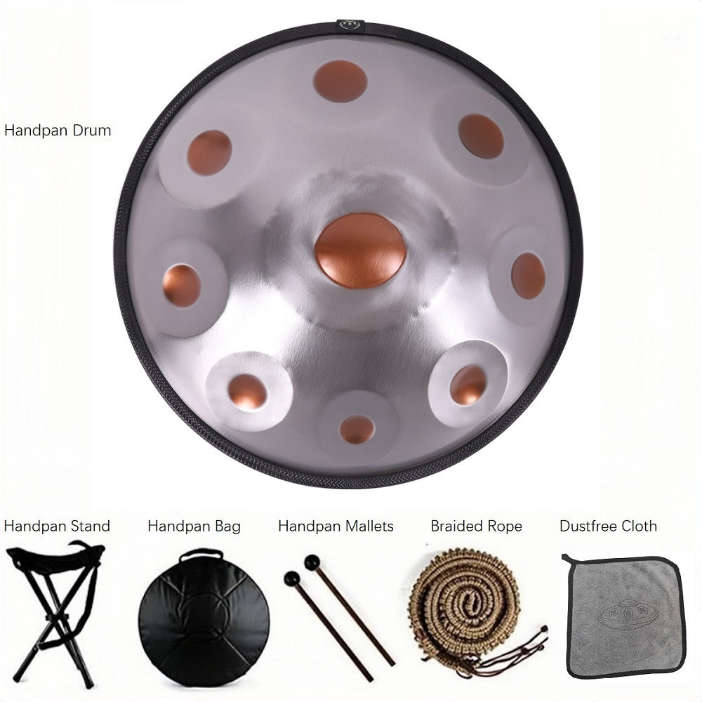 18IN Kurd D Minor 9 Notes Handpan Drum 440HZ Steel Tongue Drum