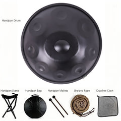 18IN Kurd D Minor 9 Notes Handpan Drum 440HZ Steel Tongue Drum