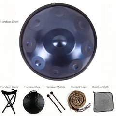 18IN Kurd D Minor 9 Notes Handpan Drum 440HZ Steel Tongue Drum