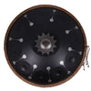 440HZ Steel Tongue Drum D Minor 10 Notes Handpan Drum Black with Mandala Pattern