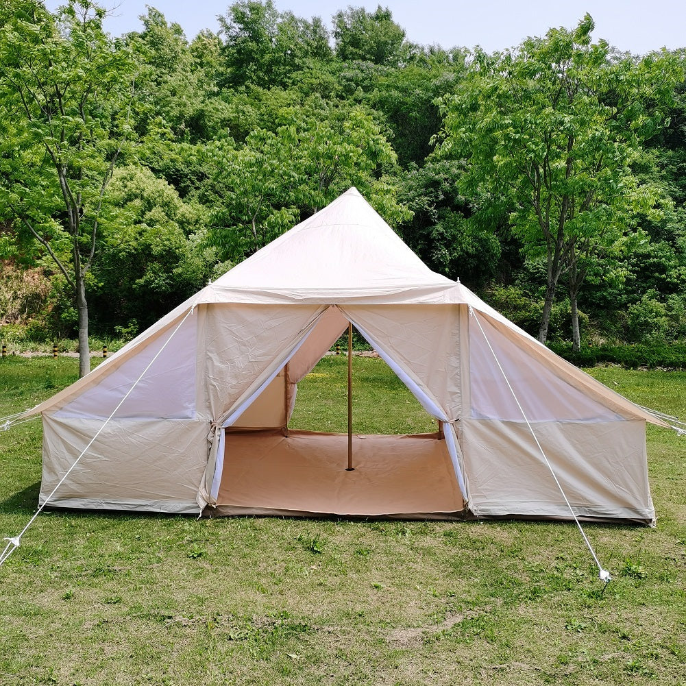 4 season tent canvas Dream House Large Outdoor Waterproof Cotton Canvas 4 Season Camping Te