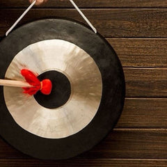 Chinese Brass Gong with Wooden Beater Diameter 50CM Large Gong Desk Chime Meditation