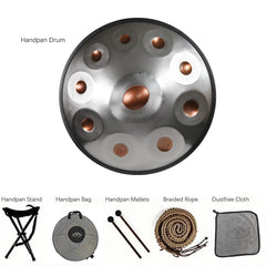 440HZ Steel Tongue Drum Percussion Instrument Handpan Drum in D Minor 10 Notes