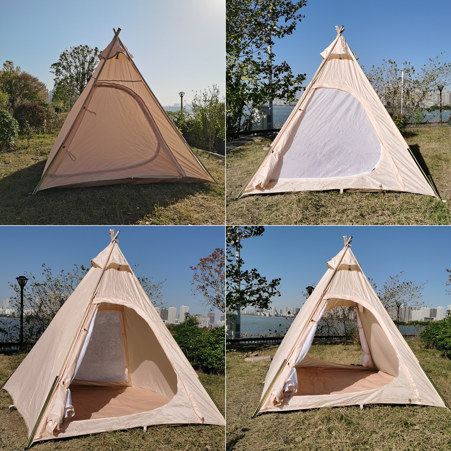 teepee tent indian Tear-resistant 300D Oxford Cloth Camping Indian Teepee Tent Outdoor Th
