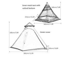Dream House Portable Double Layers Waterproof Breathable Family Camping Indian Teepee Tent for 4 Person